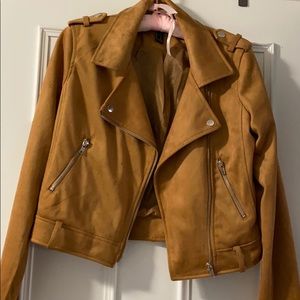 Forever 21 Faux suede motorcycle beige jacket